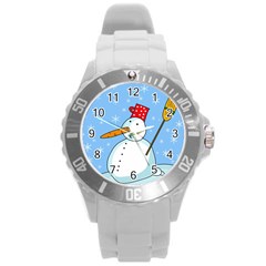 Snowman Round Plastic Sport Watch (l) by Valentinaart