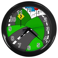 Hit The Road Wall Clocks (black) by Valentinaart