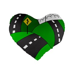 Hit The Road Standard 16  Premium Flano Heart Shape Cushions by Valentinaart