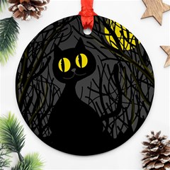 Black Cat - Halloween Ornament (round)  by Valentinaart