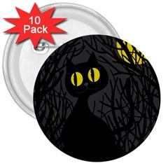 Black Cat - Halloween 3  Buttons (10 Pack)  by Valentinaart