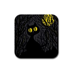 Black Cat - Halloween Rubber Square Coaster (4 Pack)  by Valentinaart