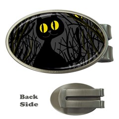 Black Cat - Halloween Money Clips (oval)  by Valentinaart