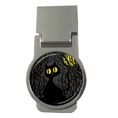 Black Cat - Halloween Money Clips (round)  by Valentinaart