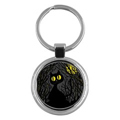 Black Cat - Halloween Key Chains (round)  by Valentinaart