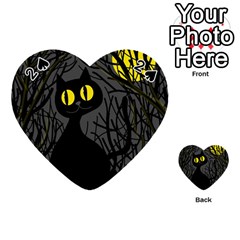 Black Cat - Halloween Playing Cards 54 (heart)  by Valentinaart