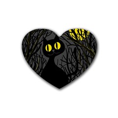 Black Cat - Halloween Rubber Coaster (heart)  by Valentinaart