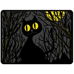 Black Cat - Halloween Fleece Blanket (large)  by Valentinaart