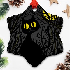 Black Cat - Halloween Snowflake Ornament (2-side) by Valentinaart