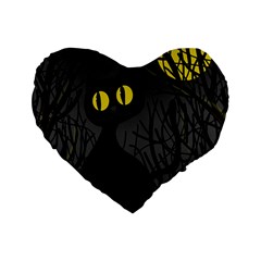 Black Cat - Halloween Standard 16  Premium Heart Shape Cushions by Valentinaart