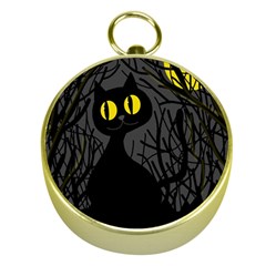 Black Cat - Halloween Gold Compasses by Valentinaart