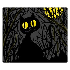 Black Cat - Halloween Double Sided Flano Blanket (small)  by Valentinaart