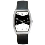 Black and white Barrel Style Metal Watch Front