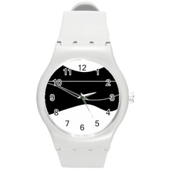 Black And White Round Plastic Sport Watch (m) by Valentinaart