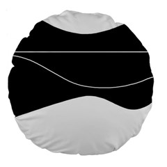 Black And White Large 18  Premium Flano Round Cushions by Valentinaart