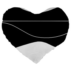 Black And White Large 19  Premium Flano Heart Shape Cushions by Valentinaart