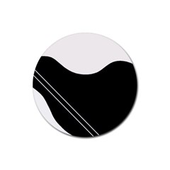 White And Black Abstraction Rubber Round Coaster (4 Pack)  by Valentinaart