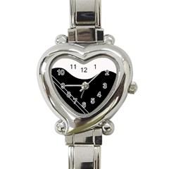 White And Black Abstraction Heart Italian Charm Watch by Valentinaart