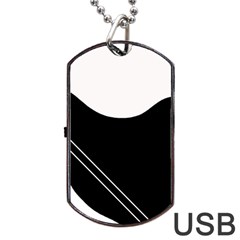 White And Black Abstraction Dog Tag Usb Flash (one Side)