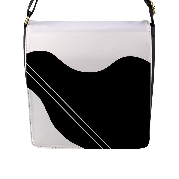 White and black abstraction Flap Messenger Bag (L) 