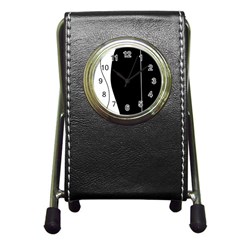 White And Black 2 Pen Holder Desk Clocks by Valentinaart