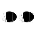 White and black 2 Cufflinks (Oval) Front(Pair)