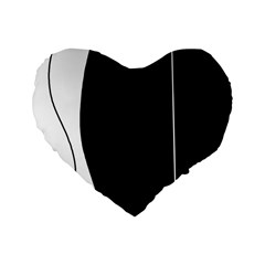 White And Black 2 Standard 16  Premium Heart Shape Cushions by Valentinaart