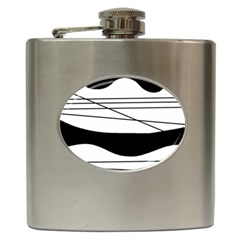 White And Black Waves Hip Flask (6 Oz) by Valentinaart