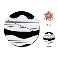 White And Black Waves Playing Cards (round)  by Valentinaart