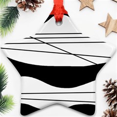 White And Black Waves Star Ornament (two Sides)  by Valentinaart