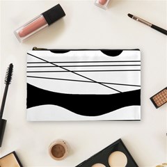 White And Black Waves Cosmetic Bag (medium)  by Valentinaart