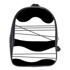 White And Black Waves School Bags(large)  by Valentinaart