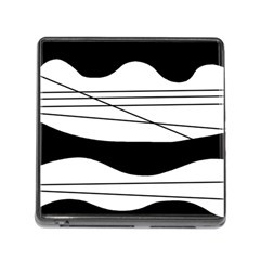 White And Black Waves Memory Card Reader (square) by Valentinaart