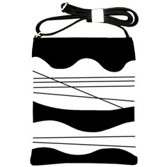 White And Black Waves Shoulder Sling Bags by Valentinaart