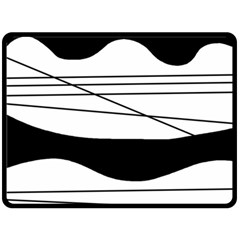 White And Black Waves Fleece Blanket (large)  by Valentinaart