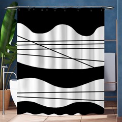 White And Black Waves Shower Curtain 60  X 72  (medium)  by Valentinaart