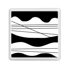 White And Black Waves Memory Card Reader (square)  by Valentinaart