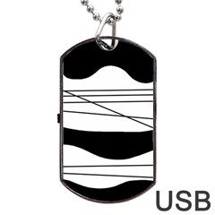 White And Black Waves Dog Tag Usb Flash (two Sides) 