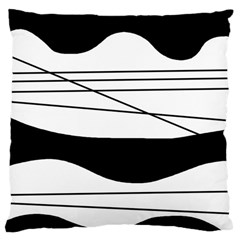 White And Black Waves Large Cushion Case (two Sides) by Valentinaart