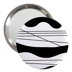 White And Black Waves 3  Handbag Mirrors by Valentinaart