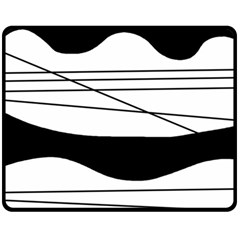 White And Black Waves Double Sided Fleece Blanket (medium)  by Valentinaart