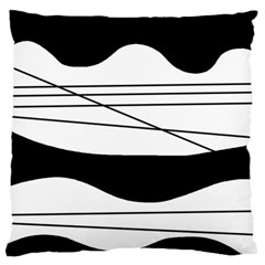 White And Black Waves Standard Flano Cushion Case (one Side) by Valentinaart