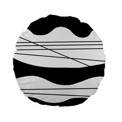 White And Black Waves Standard 15  Premium Flano Round Cushions by Valentinaart