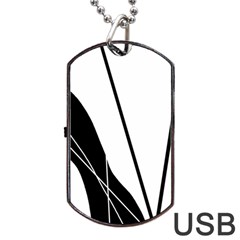 White And Black  Dog Tag Usb Flash (one Side)