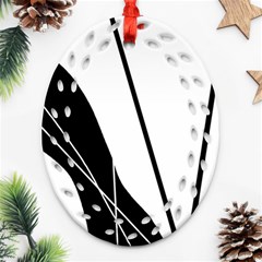 White And Black  Oval Filigree Ornament (2-side)  by Valentinaart