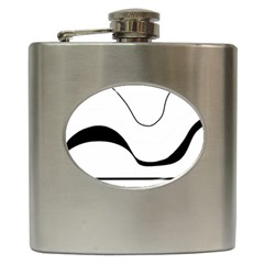 Waves - Black And White Hip Flask (6 Oz) by Valentinaart