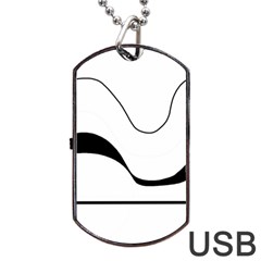 Waves - Black And White Dog Tag Usb Flash (one Side)