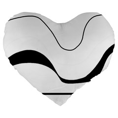 Waves - Black And White Large 19  Premium Heart Shape Cushions by Valentinaart