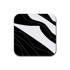 White And Black Decorative Design Rubber Coaster (square)  by Valentinaart