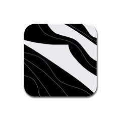 White And Black Decorative Design Rubber Square Coaster (4 Pack)  by Valentinaart